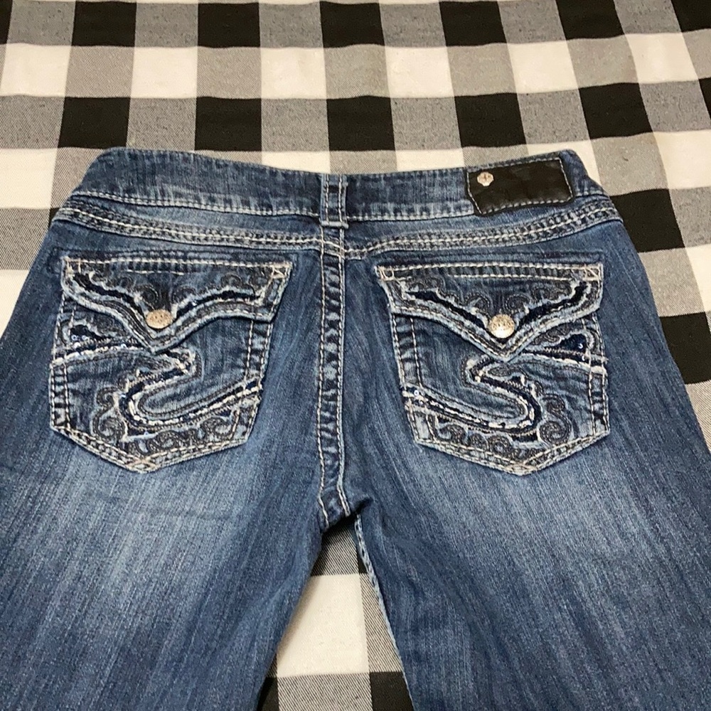 EXC! Silver Jeans Suki Flap Capri Size 28 x 20.5 unrolled thick stitch